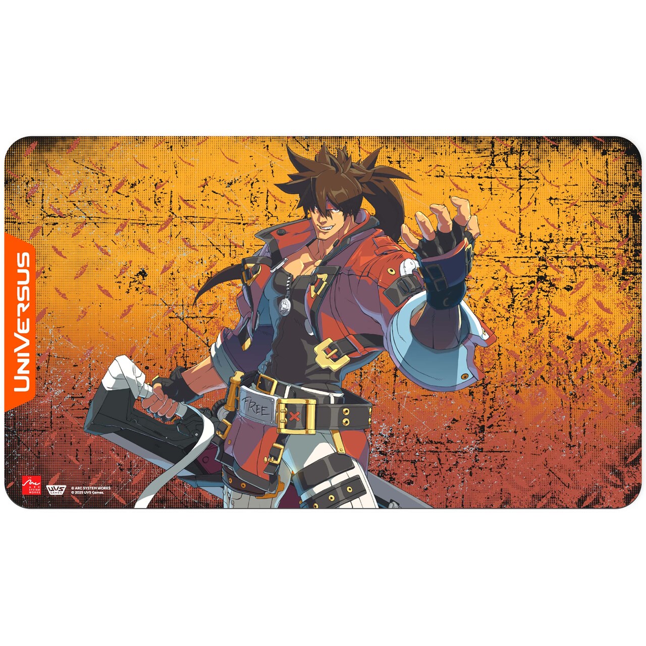 UniVersus: GUILTY GEAR - STRIVE - Playmat: Sol Badguy -24x14" Neoprene Mat, Exclusive Character Art, Tabletop Trading Card Game Accessory, Collectible